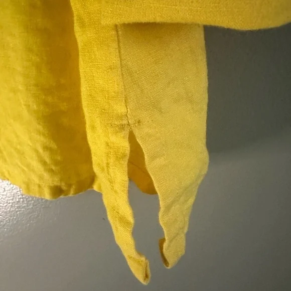 Kim Rogers Yellow 100% linen Blouse size XL 3/4 sleeves - Picture 6 of 8